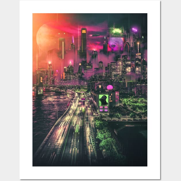 Cyberpunk City Wall Art by A Thin Line Between